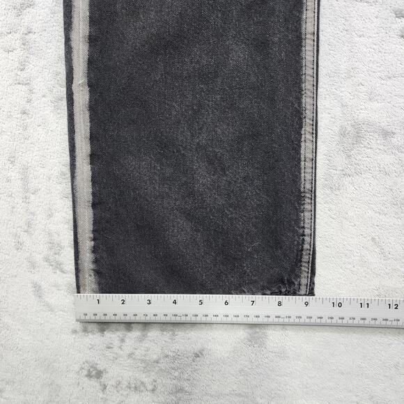 Forever 21 Jeans Womens 28 Black Seam Bleached Fade Stripe High Rise Straight - Picture 11 of 12